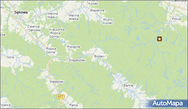 mapa Bodaki gmina Sękowa, Bodaki gmina Sękowa na mapie Targeo