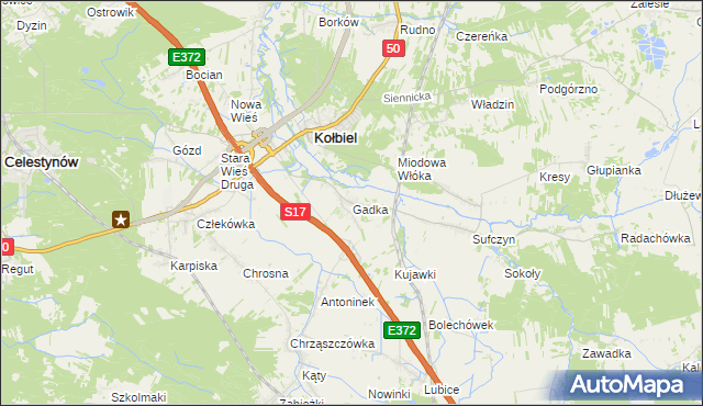 mapa Gadka gmina Kołbiel, Gadka gmina Kołbiel na mapie Targeo