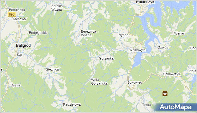 mapa Górzanka, Górzanka na mapie Targeo