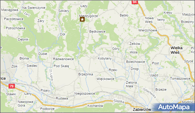 mapa Kobylany gmina Zabierzów, Kobylany gmina Zabierzów na mapie Targeo