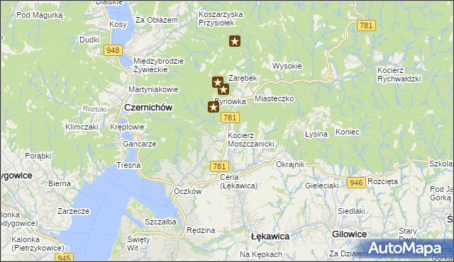 mapa Kocierz Moszczanicki, Kocierz Moszczanicki na mapie Targeo