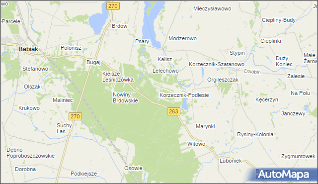 mapa Korzecznik-Podlesie, Korzecznik-Podlesie na mapie Targeo