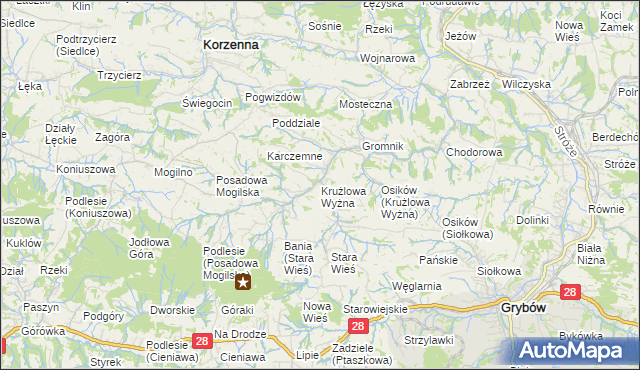 mapa Krużlowa Wyżna, Krużlowa Wyżna na mapie Targeo