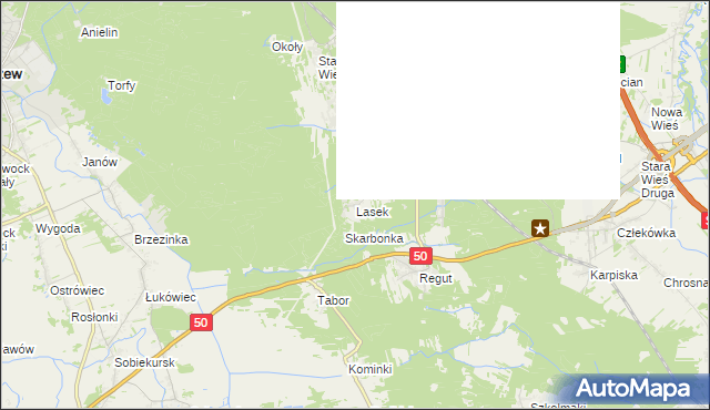 mapa Lasek gmina Celestynów, Lasek gmina Celestynów na mapie Targeo