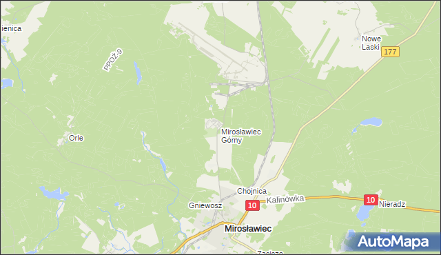 mapa Mirosławiec Górny, Mirosławiec Górny na mapie Targeo