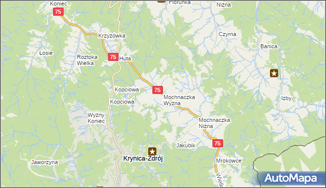 mapa Mochnaczka Wyżna, Mochnaczka Wyżna na mapie Targeo