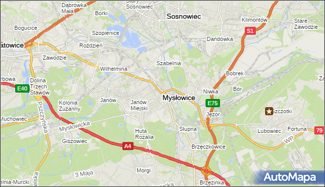 mapa Mysłowice, Mysłowice na mapie Targeo