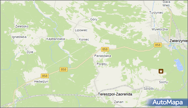 mapa Panasówka, Panasówka na mapie Targeo