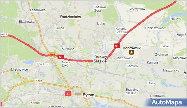 mapa Piekary Śląskie, Piekary Śląskie na mapie Targeo