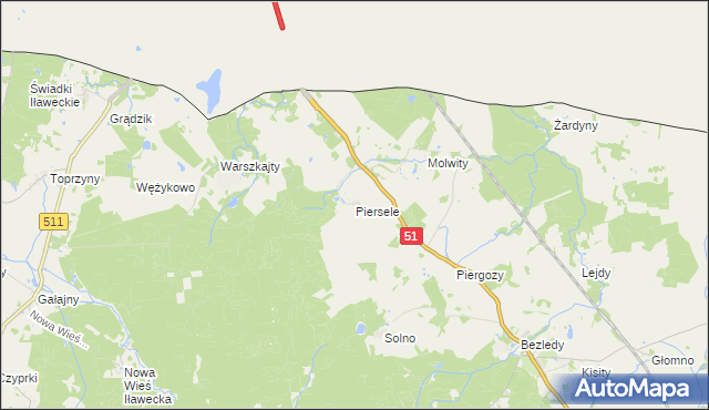 mapa Piersele, Piersele na mapie Targeo