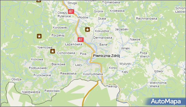 mapa Piwniczna-Zdrój, Piwniczna-Zdrój na mapie Targeo