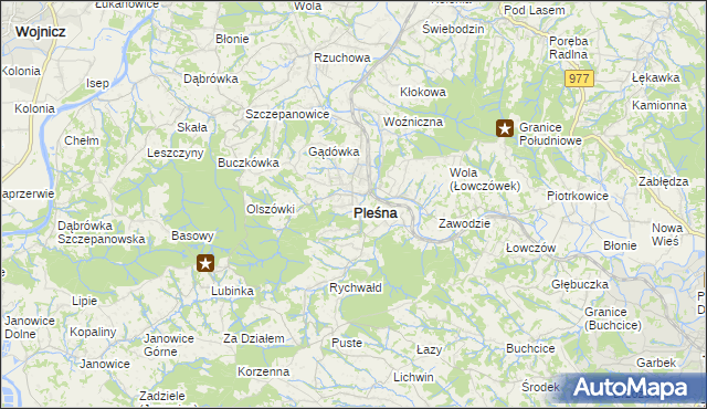 mapa Pleśna powiat tarnowski, Pleśna powiat tarnowski na mapie Targeo