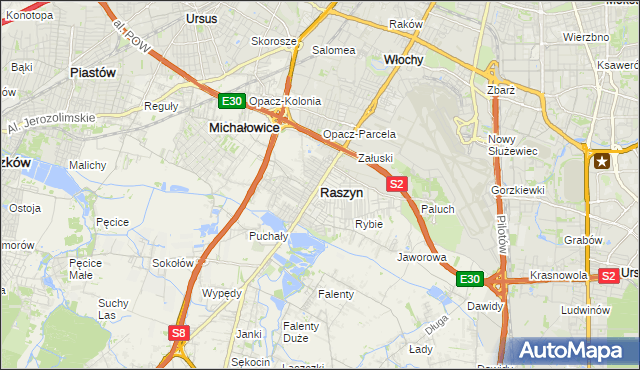 mapa Raszyn powiat pruszkowski, Raszyn powiat pruszkowski na mapie Targeo