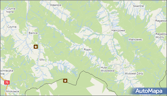 mapa Ropki, Ropki na mapie Targeo