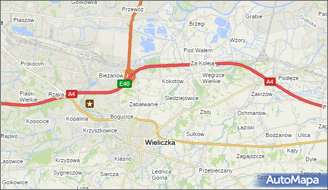 mapa Śledziejowice, Śledziejowice na mapie Targeo