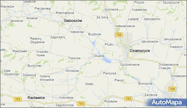mapa Słupów, Słupów na mapie Targeo