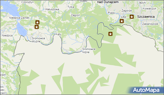 mapa Sromowce Niżne, Sromowce Niżne na mapie Targeo