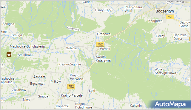 mapa Święta Katarzyna gmina Bodzentyn, Święta Katarzyna gmina Bodzentyn na mapie Targeo