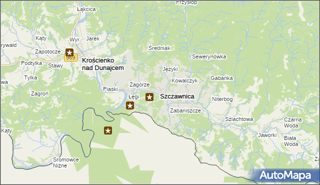 mapa Szczawnica, Szczawnica na mapie Targeo