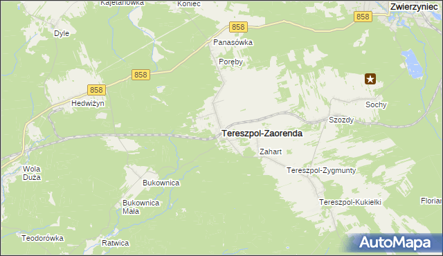 mapa Tereszpol-Zaorenda, Tereszpol-Zaorenda na mapie Targeo