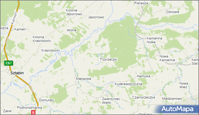 mapa Trzyrzeczki, Trzyrzeczki na mapie Targeo