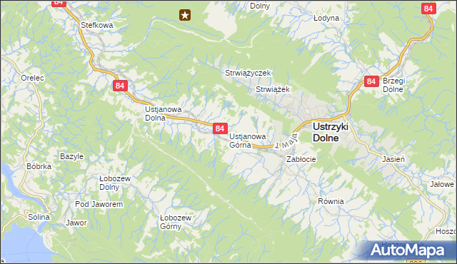 mapa Ustjanowa Górna, Ustjanowa Górna na mapie Targeo
