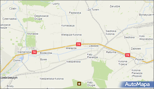 mapa Wielącza Poduchowna, Wielącza Poduchowna na mapie Targeo