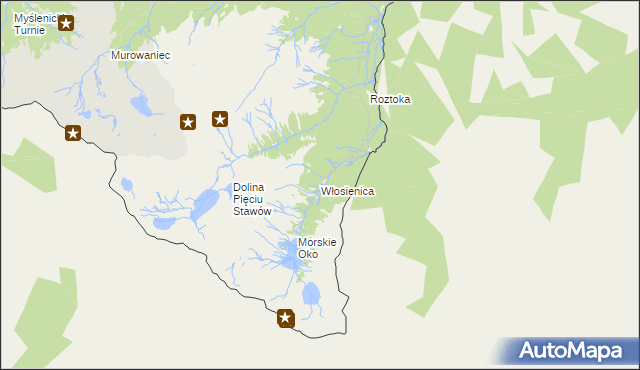 mapa Włosienica gmina Bukowina Tatrzańska, Włosienica gmina Bukowina Tatrzańska na mapie Targeo