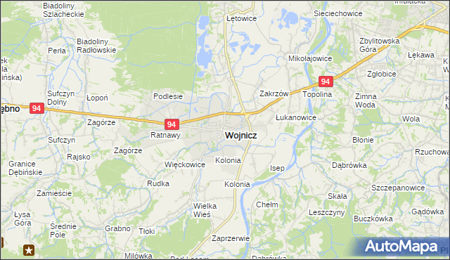 mapa Wojnicz, Wojnicz na mapie Targeo