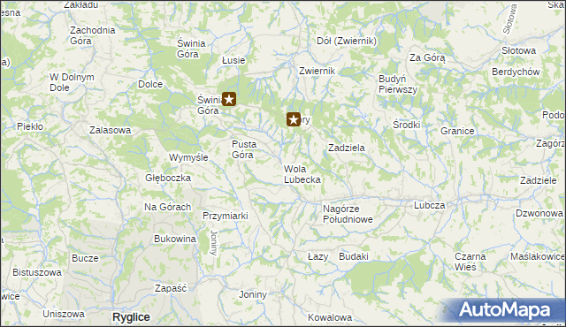 mapa Wola Lubecka gmina Ryglice, Wola Lubecka gmina Ryglice na mapie Targeo