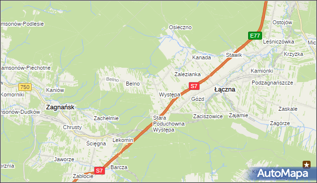 mapa Występa, Występa na mapie Targeo