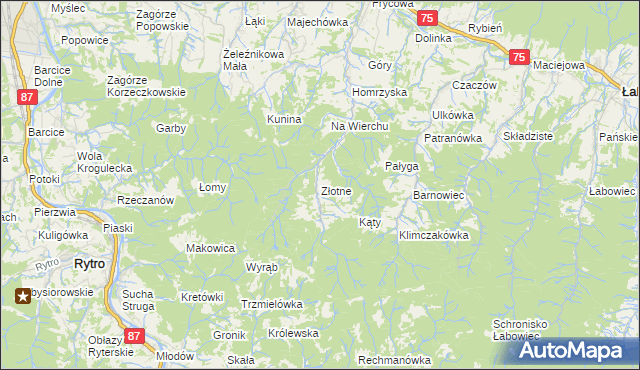 mapa Złotne, Złotne na mapie Targeo