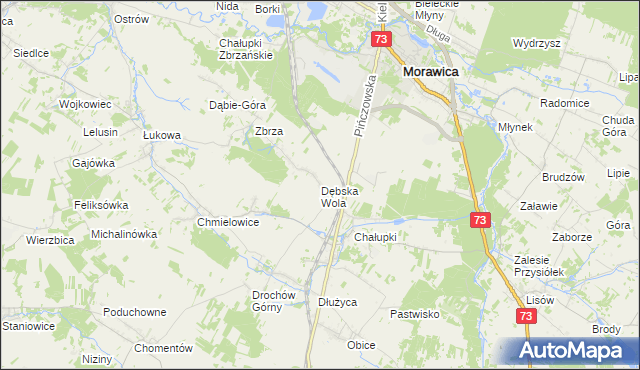 mapa Dębska Wola, Dębska Wola na mapie Targeo