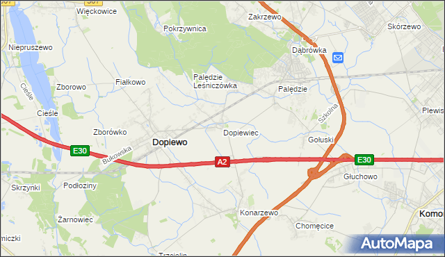 mapa Dopiewiec, Dopiewiec na mapie Targeo