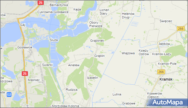 mapa Grąblin, Grąblin na mapie Targeo