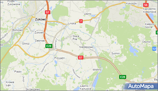 mapa Niestępowo, Niestępowo na mapie Targeo