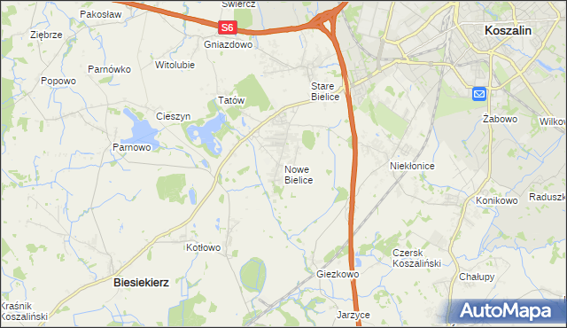 mapa Nowe Bielice, Nowe Bielice na mapie Targeo