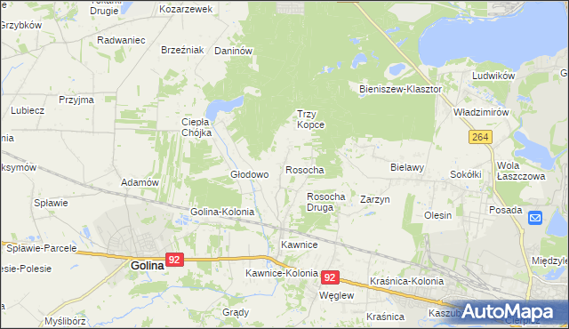 mapa Rosocha gmina Golina, Rosocha gmina Golina na mapie Targeo