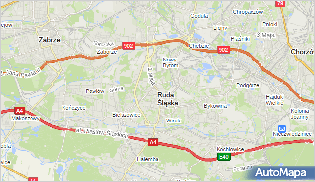 mapa Rudy Śląskiej, Ruda Śląska na mapie Targeo