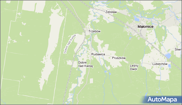 mapa Rudawica gmina Żagań, Rudawica gmina Żagań na mapie Targeo
