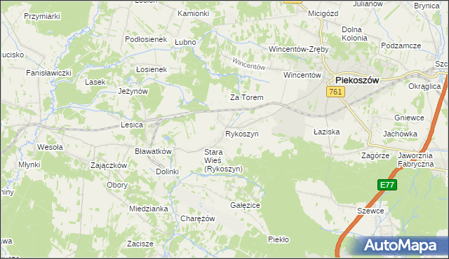 mapa Rykoszyn, Rykoszyn na mapie Targeo