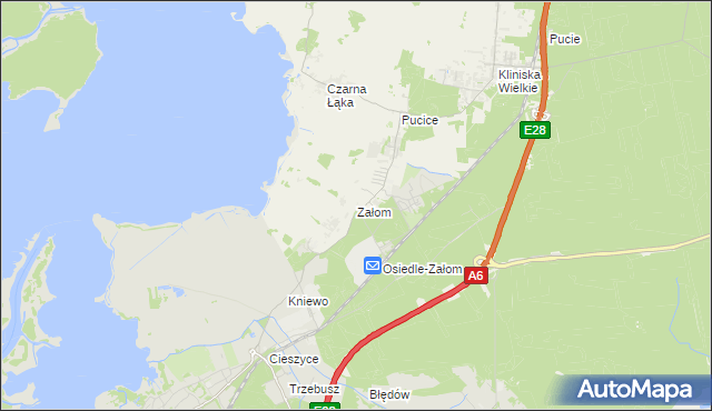 mapa Załom gmina Goleniów, Załom gmina Goleniów na mapie Targeo