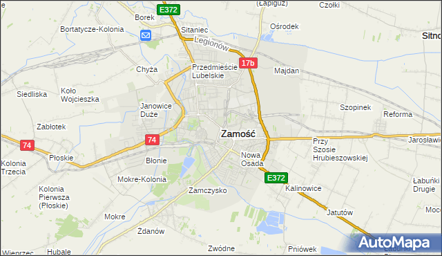 mapa Zamościa, Zamość na mapie Targeo