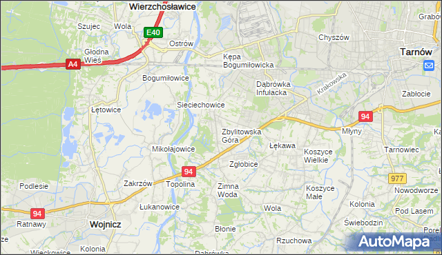 mapa Zbylitowska Góra, Zbylitowska Góra na mapie Targeo