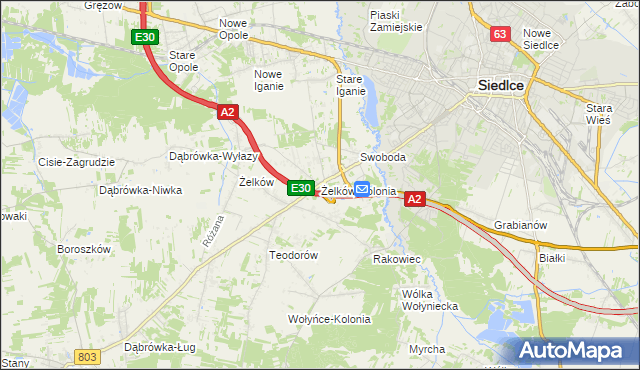 mapa Żelków-Kolonia, Żelków-Kolonia na mapie Targeo