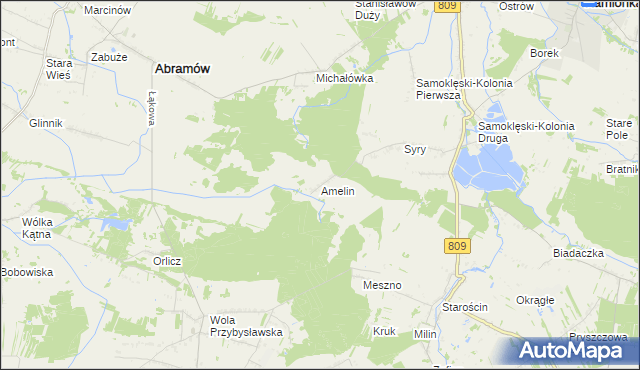 mapa Amelin gmina Kamionka, Amelin gmina Kamionka na mapie Targeo