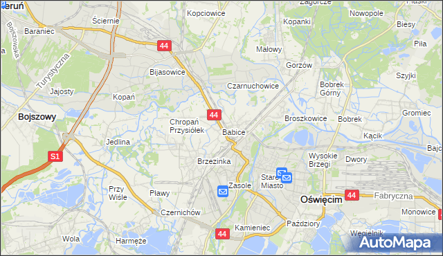 mapa Babice gmina Oświęcim, Babice gmina Oświęcim na mapie Targeo