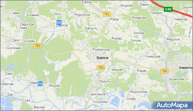 mapa Babice powiat chrzanowski, Babice powiat chrzanowski na mapie Targeo