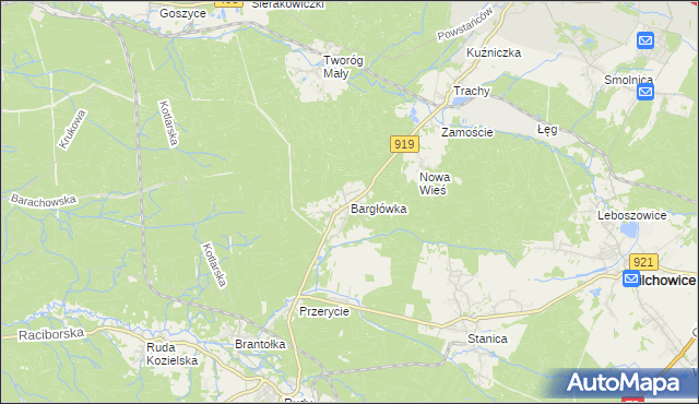 mapa Bargłówka gmina Sośnicowice, Bargłówka gmina Sośnicowice na mapie Targeo