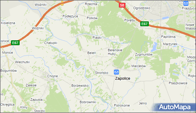 mapa Beleń-Kolonia, Beleń-Kolonia na mapie Targeo